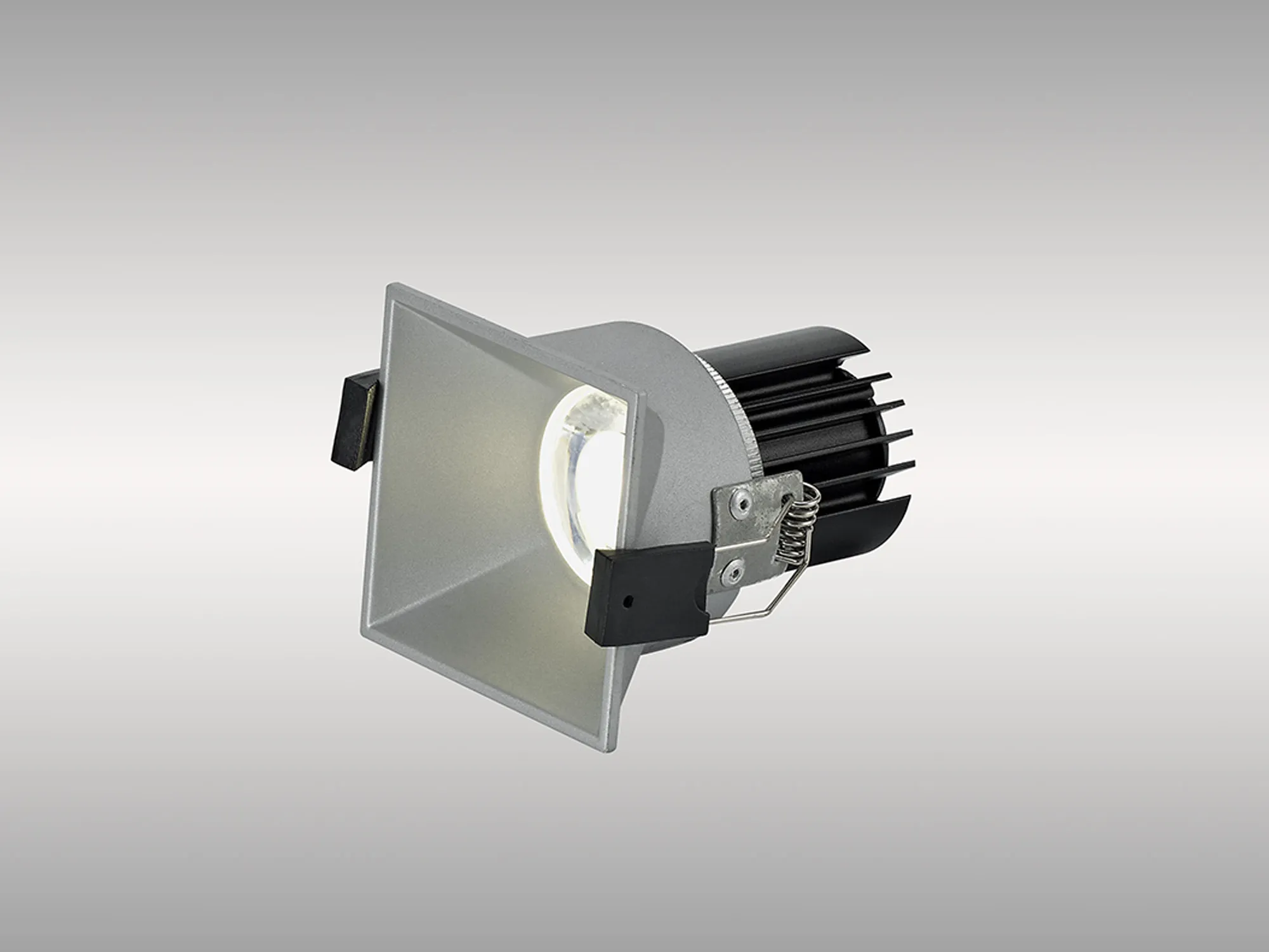 Biox 9 Tridonic Powered 9W 2700K 770lm 24° CRI>90 LED Engine Silver Square Fixed Recessed Spotlight, IP20 DM201931  Dlux Biox 9